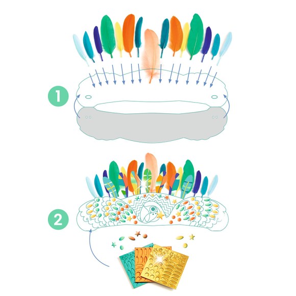 Djeco DIY Φτιάχνω αξεσουάρ κεφαλιού με πούπουλα 'Παπαγάλος'