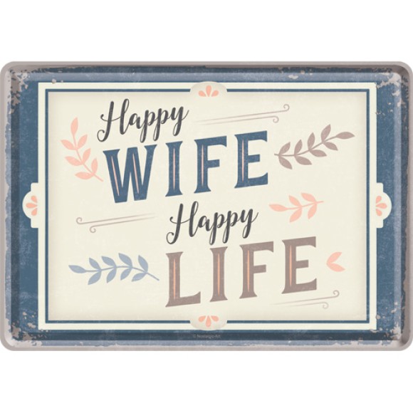 Nostalgic Μεταλλική κάρτα σε φάκελο Word Up Happy Wife Happy Life