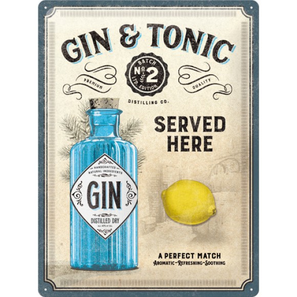 Nostalgic Μεταλλικός πίνακας Gin & Tonic Served Here