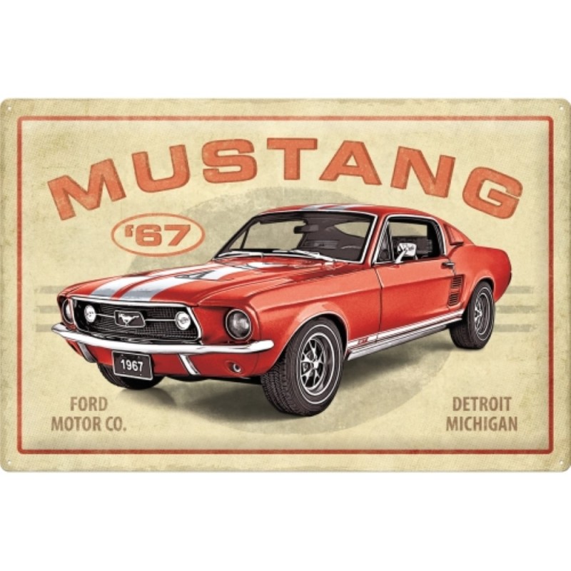 Nostalgic Μεταλλικός πίνακας Ford Mustang - GT 1967 Red