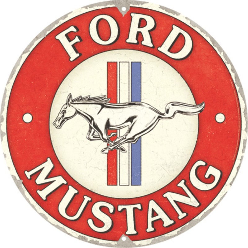 Nostalgic Μεταλλικός πίνακας Ford Mustang - 3 Stripes Red