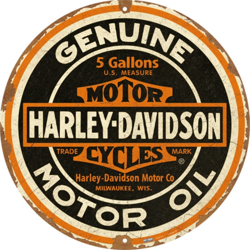 Nostalgic Μεταλλικός πίνακας στρόγγυλος 35 cm Harley-Davidson - Genuine Motor Oil