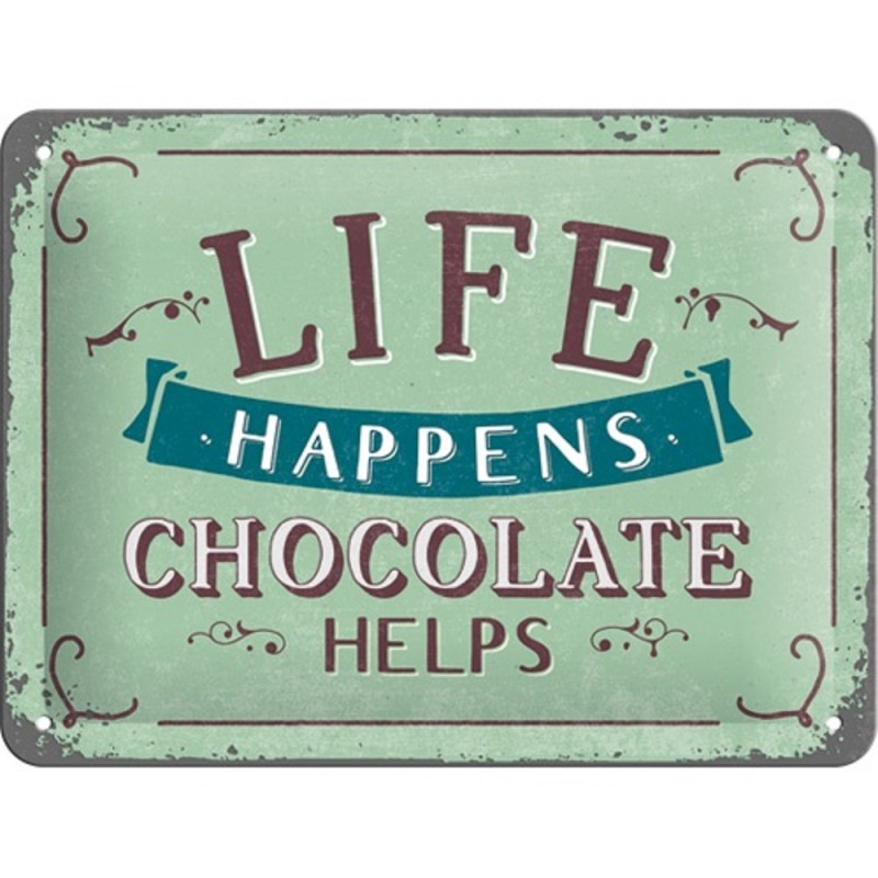 Nostalgic Μεταλλικός πίνακας 15x20 εκ. Word Up Life Happens - Chocolate Helps