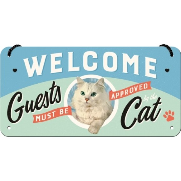 Nostalgic Μεταλλική κρεμαστή ταμπέλα Welcome Guests Cat