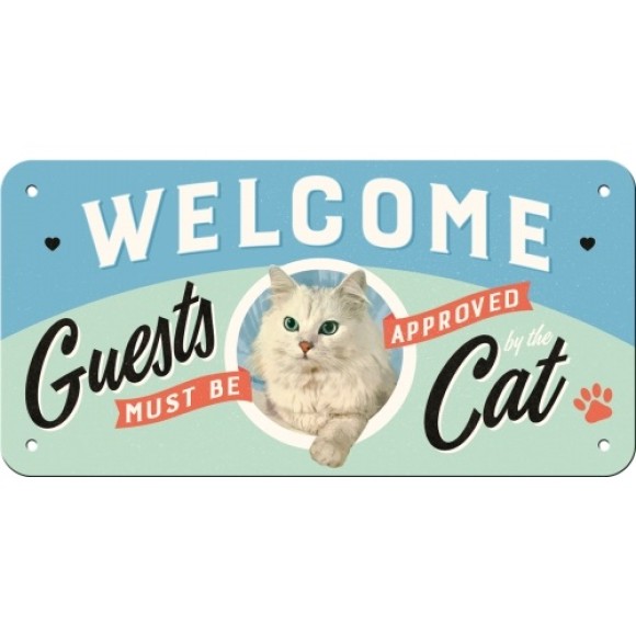 Nostalgic Μεταλλική κρεμαστή ταμπέλα Welcome Guests Cat