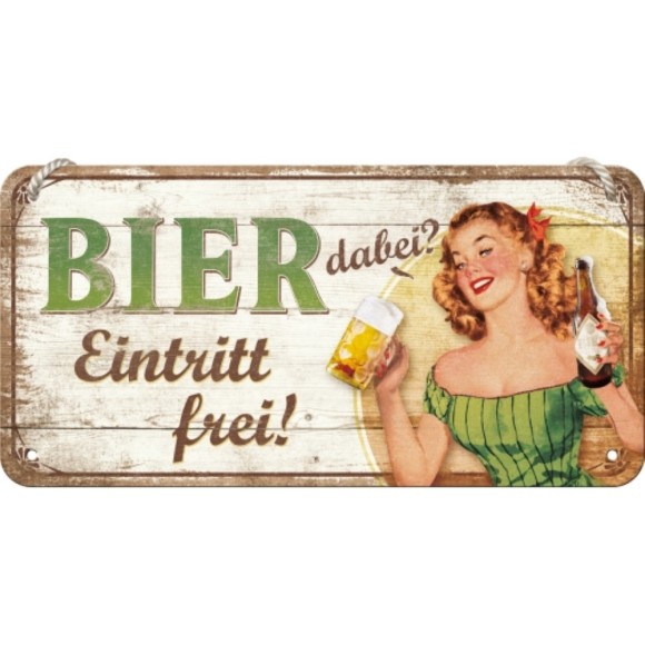 Nostalgic Μεταλλική κρεμαστή ταμπέλα Bier dabei - Eintritt frei