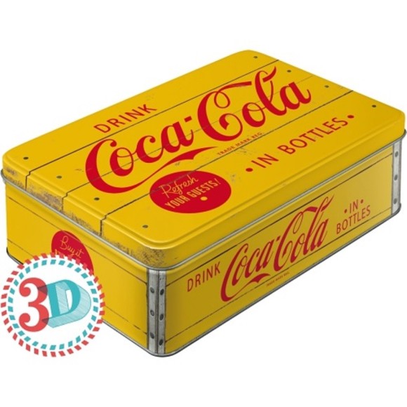 Nostalgic Μεταλλικό κουτί Flat 3D Coca-Cola - Logo Yellow