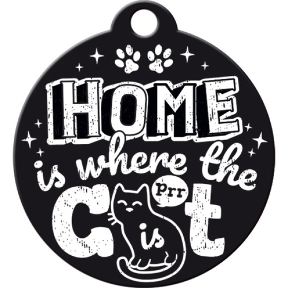 Nostalgic Μπρελόκ στρόγγυλο Home is where the cat is black