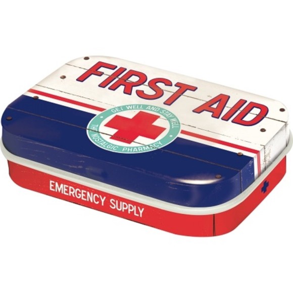 Nostalgic Μεταλλικό κουτάκι με μέντες First Aid Blue - Emergency Supply 15gr