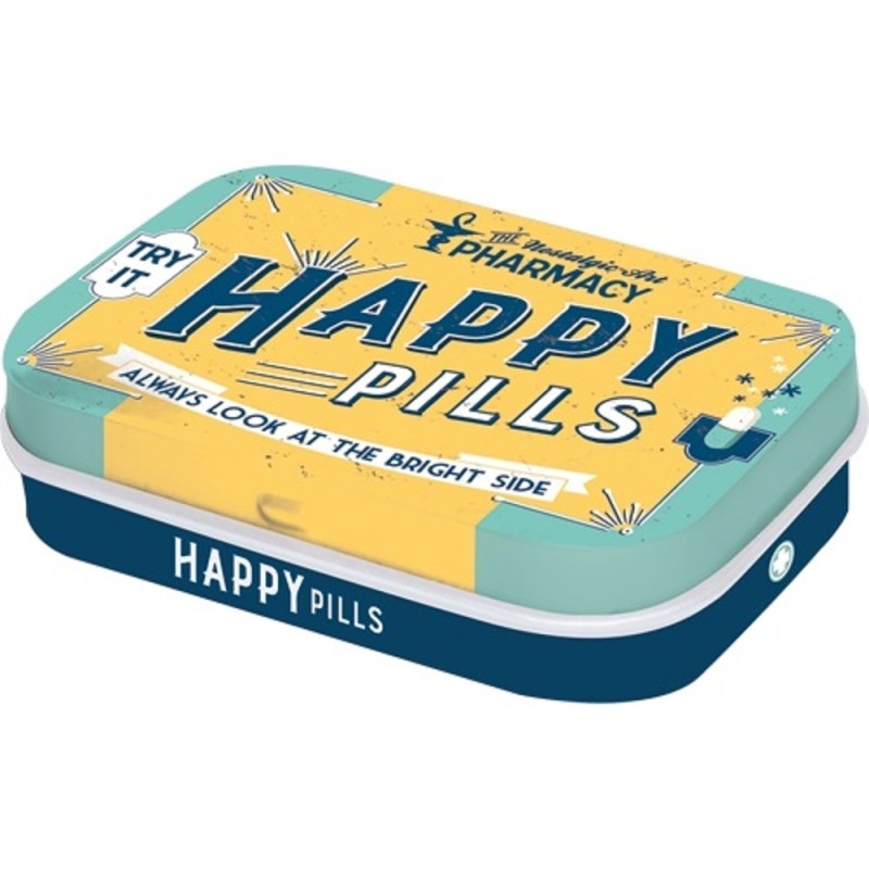 Nostalgic Μεταλλικό κουτάκι με μέντες Nostalgic Pharmacy Happy Pills 15gr