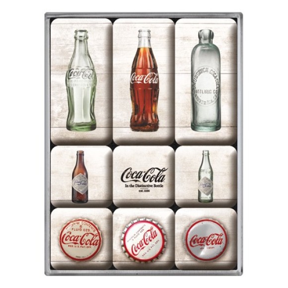 Nostalgic Μεταλλικά Μαγνητάκια (Σετ 9 τεμαχίων) Coca-Cola - Bottle Timeline