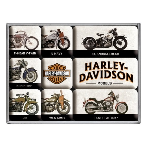 Nostalgic Μεταλλικά Μαγνητάκια (Σετ 9 τεμαχίων) Harley-Davidson - Model Chart