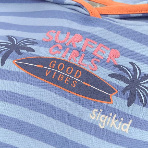 Size 122 Sigikid κοντομάνικο φόρεμα με βολάν Surfer Girls ριγέ μπλε