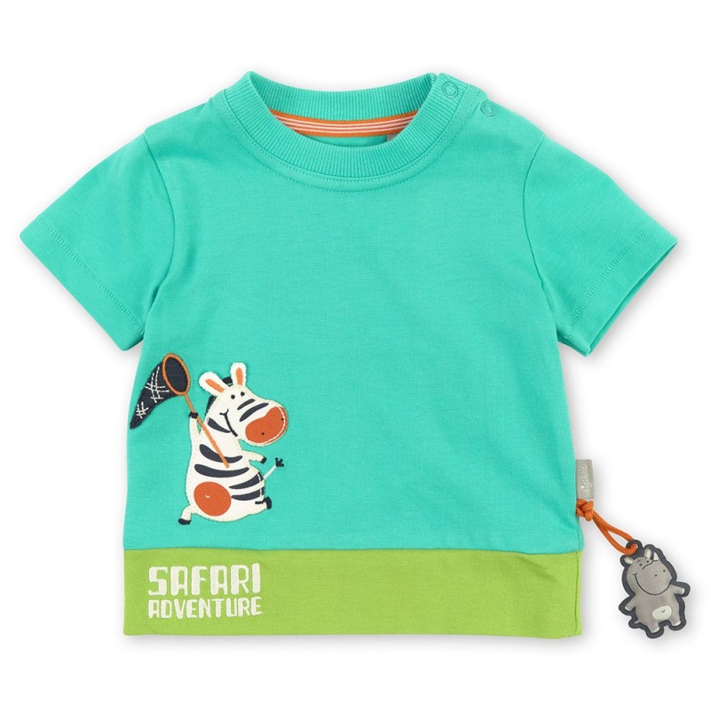 Size 080 Sigikid κοντομάνικο μπλουζάκι Safari Adventure με ζέβρα τιρκουάζ